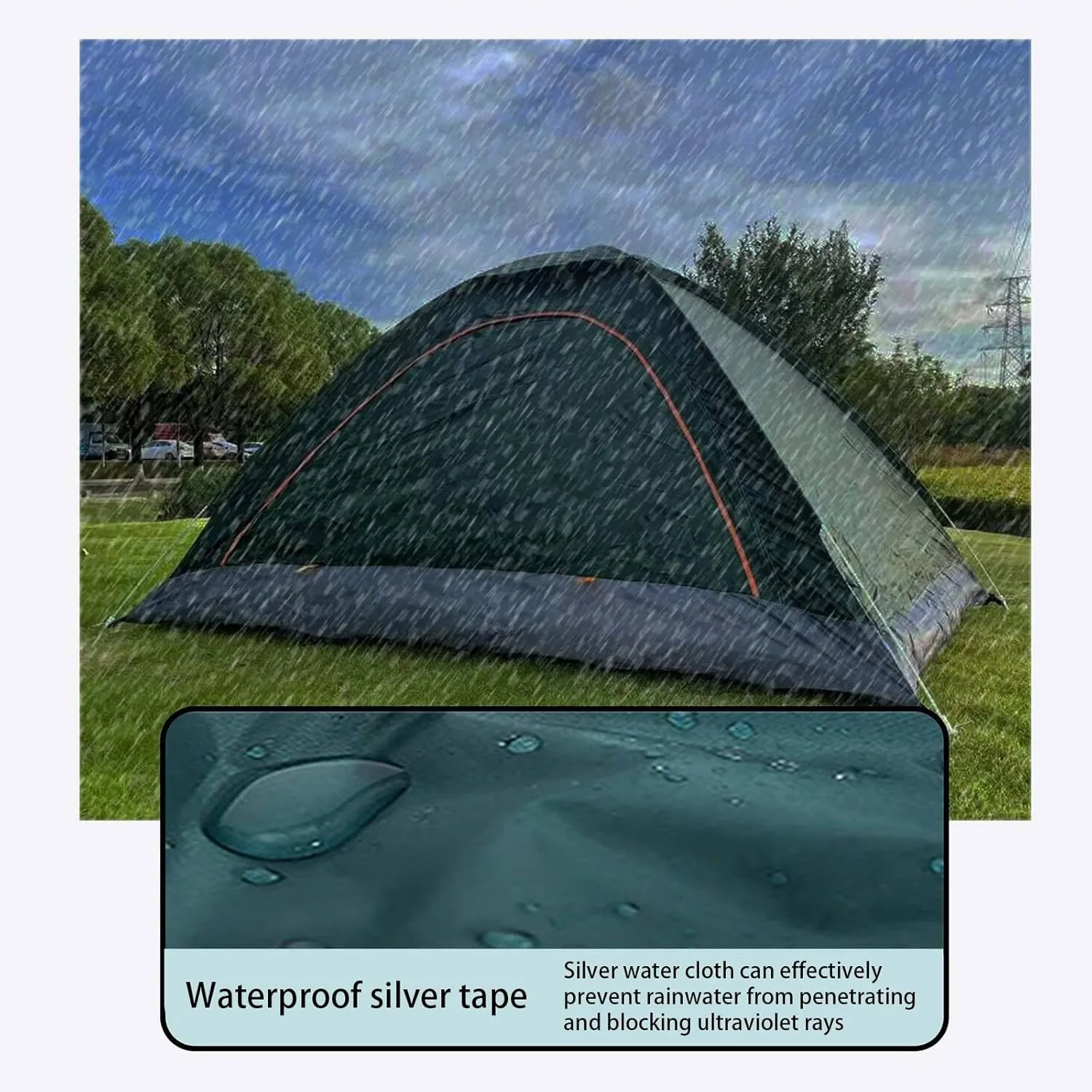 2 Person Tent for Camping Portable Waterproof Automatic Easy Setup Tent Double Doors Dome Tents Lightweight Outdoor Tent Suitable for Hiking, Mountaineering and Travel