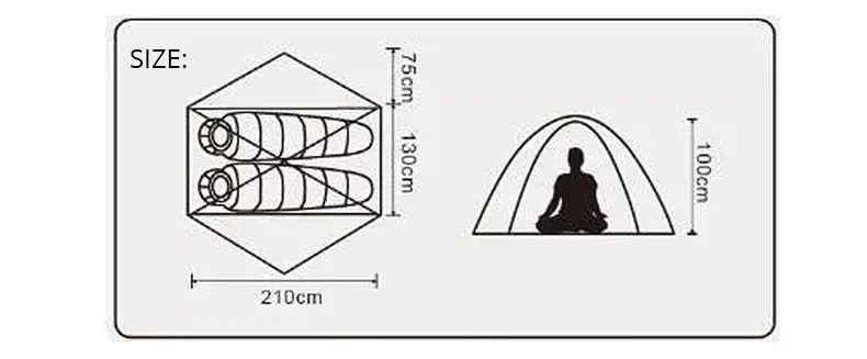 2 Person Upgraded Ultralight Tent 20D Nylon Silicone Coated Fabric Waterproof Tourist Backpacking