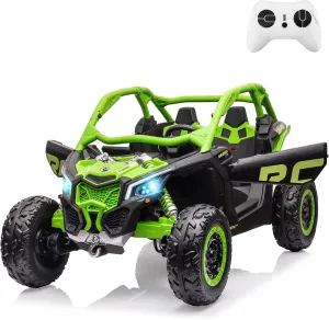 2 Seats Ride On UTV, Electric Off-Road Toys with 2 * 24V Batteries 4 * 200W Motors, Licensed by CAN-AM UTV for Kids Backyard/Beach, with Music, LED Lights & All-Terrain Tires,Max Load 130LBS