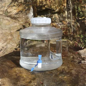 2025 New Water Storage Containers with Faucet, 2 Gallon Large Capacity Camping Water Bottle, Portable Transparent Water Storage Bucket for Home Outdoor Activities Outdoor Sports Camping Hiking (White)