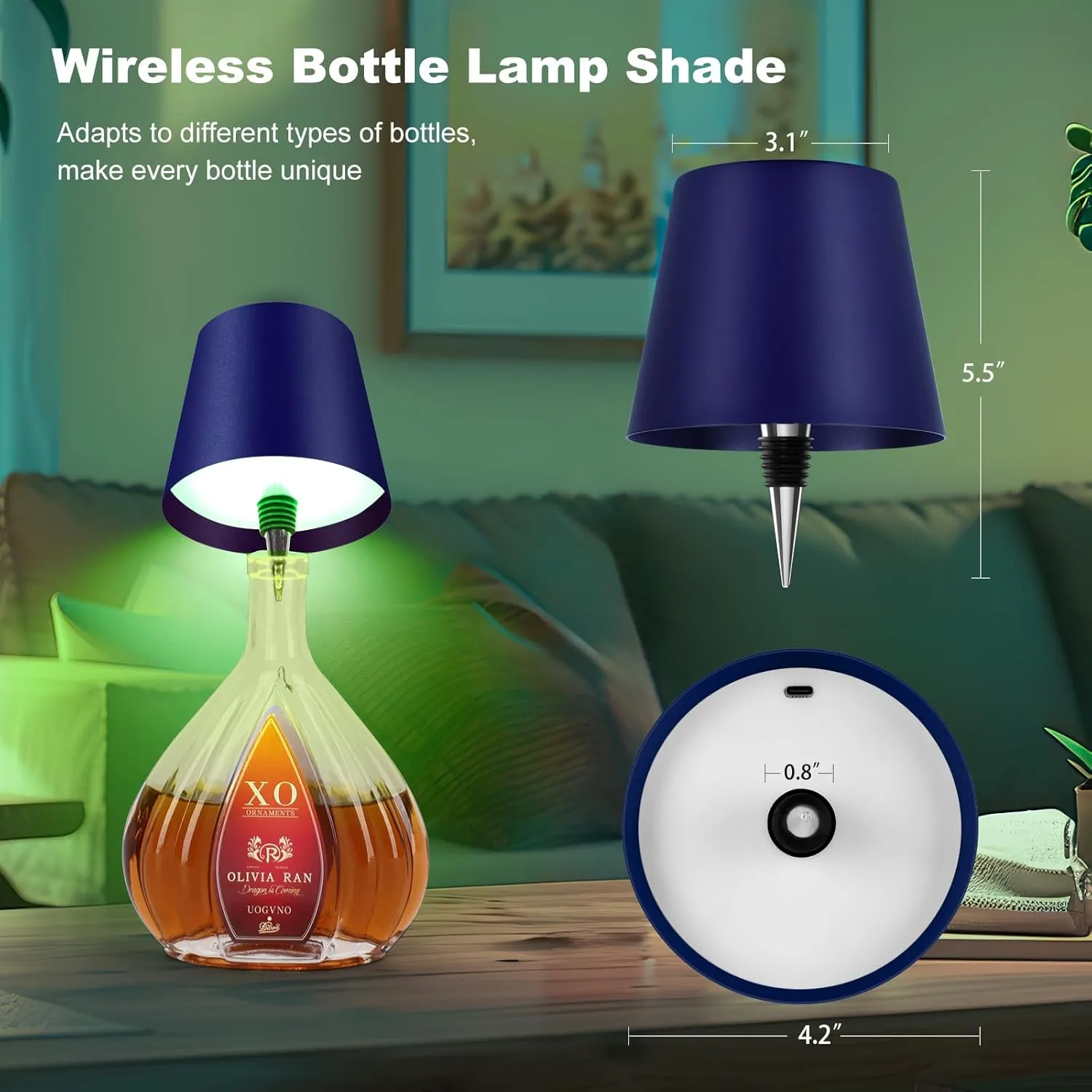 2025 New Wireless Bottle Lamp,RGB LED Bottle Light with Remote(RGB Sapphire Blue, 1pc)