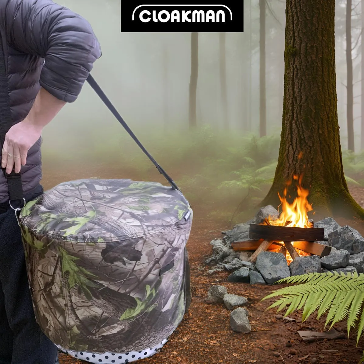 21'' Portable Bonfire Shelter for Solo Stove Bonfire 1.0 & 2.0, Weather-Resistant Fire Pit Cover and Accessories, Carry Bag Function with Shoulder Strap, (Leaf-Pattern)