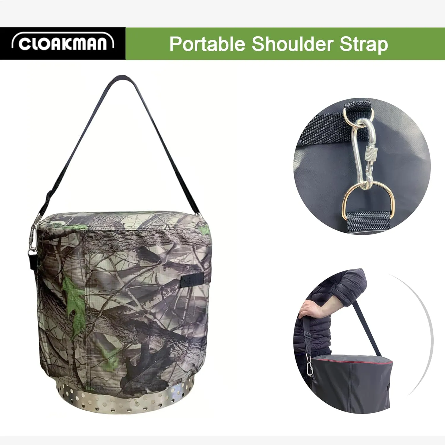 21'' Portable Bonfire Shelter for Solo Stove Bonfire 1.0 & 2.0, Weather-Resistant Fire Pit Cover and Accessories, Carry Bag Function with Shoulder Strap, (Leaf-Pattern)