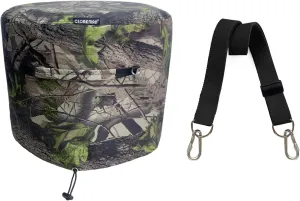 21'' Portable Bonfire Shelter for Solo Stove Bonfire 1.0 & 2.0, Weather-Resistant Fire Pit Cover and Accessories, Carry Bag Function with Shoulder Strap, (Leaf-Pattern)