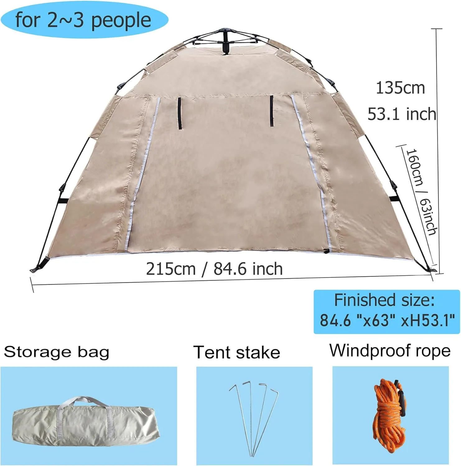 2/3 Person Tents for Camping, Portable Camping Tent for Outdoor Camping Hiking, Waterproof Backpacking Tent