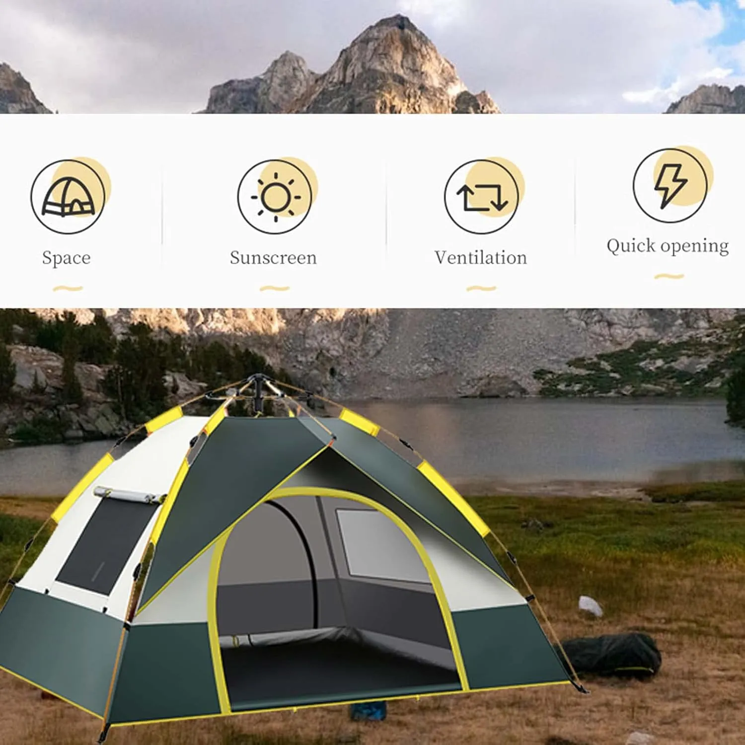 2/3/4 Person Camping Dome Tent 83x59x49 inch, Instant Pop Up Tent for Camping, Ultralight Dome Tent, 4 Person Instant Camping Tent with Removable Rain Fly, 60 Seconds Set Up Tents