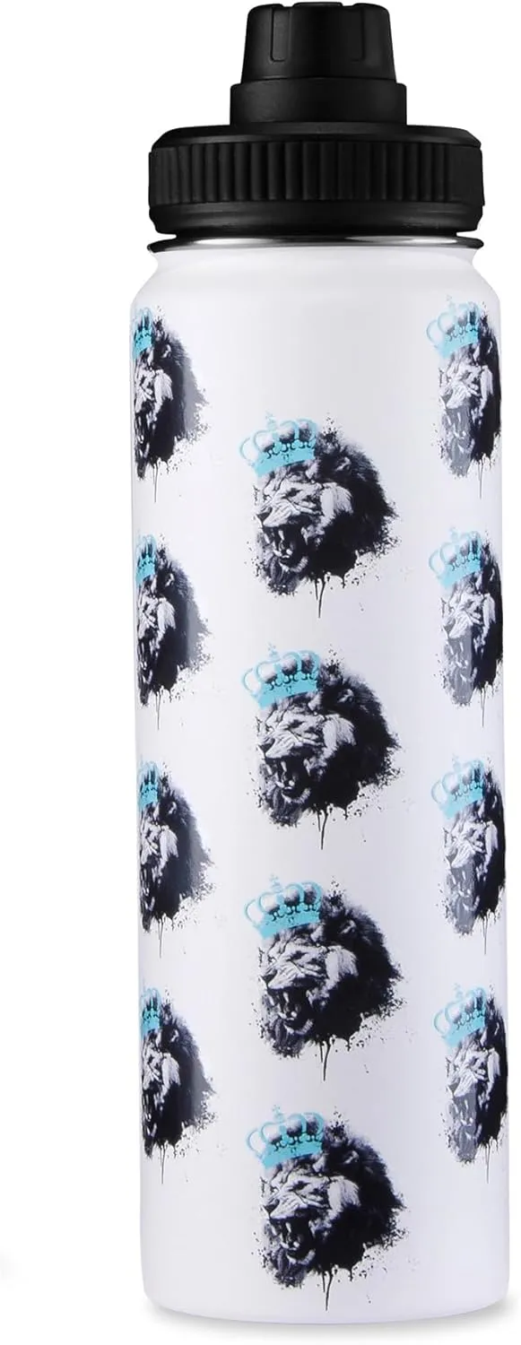 24 oz Insulated Water Bottle with Straw, Chug & Cap Lids - Drink In Style with Stainless Steel Water Bottles for Sports, Gym & Travel - Premium Double Walled Thermos Flask - Courage Of Color