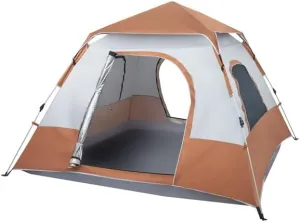 240 * 240 * 150cm Spring Quick Opening Four-Person Family Tent Camping Tent Brown