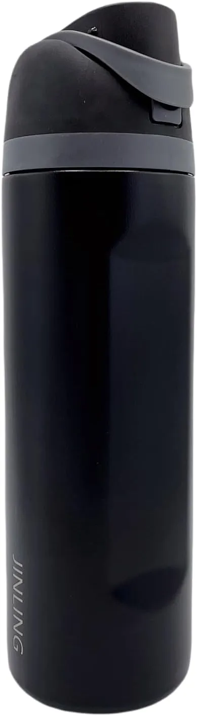 24oz Insulated Stainless Steel Water Bottle with Straw for Sports and Travel, BPA-Free Sports Water Bottle (black)