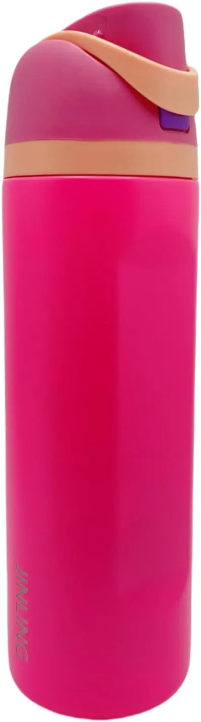 24oz Insulated Stainless Steel Water Bottle with Straw for Sports and Travel, BPA-Free Sports Water Bottle (pink)