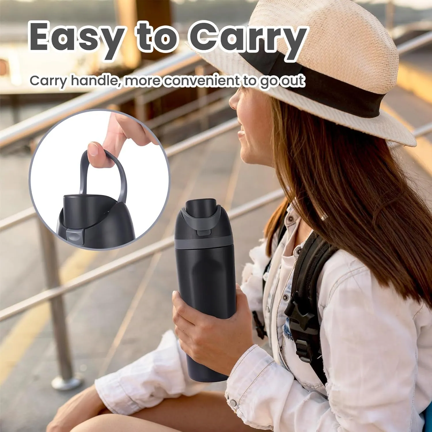 24oz Insulated Stainless Steel Water Bottle with Straw for Sports and Travel, BPA-Free Sports Water Bottle (pink)