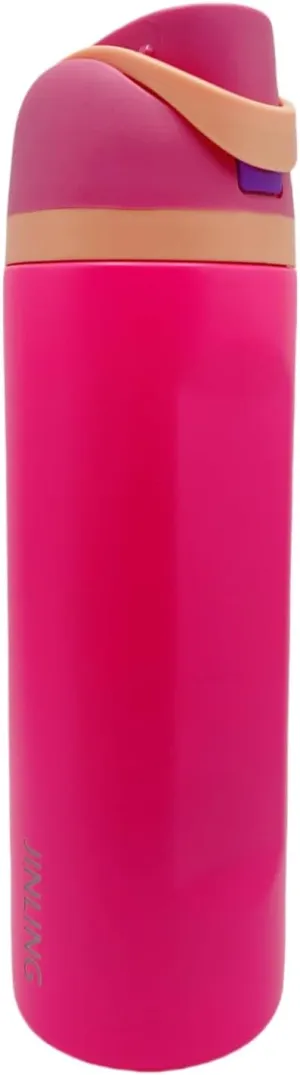 24oz Insulated Stainless Steel Water Bottle with Straw for Sports and Travel, BPA-Free Sports Water Bottle (pink)