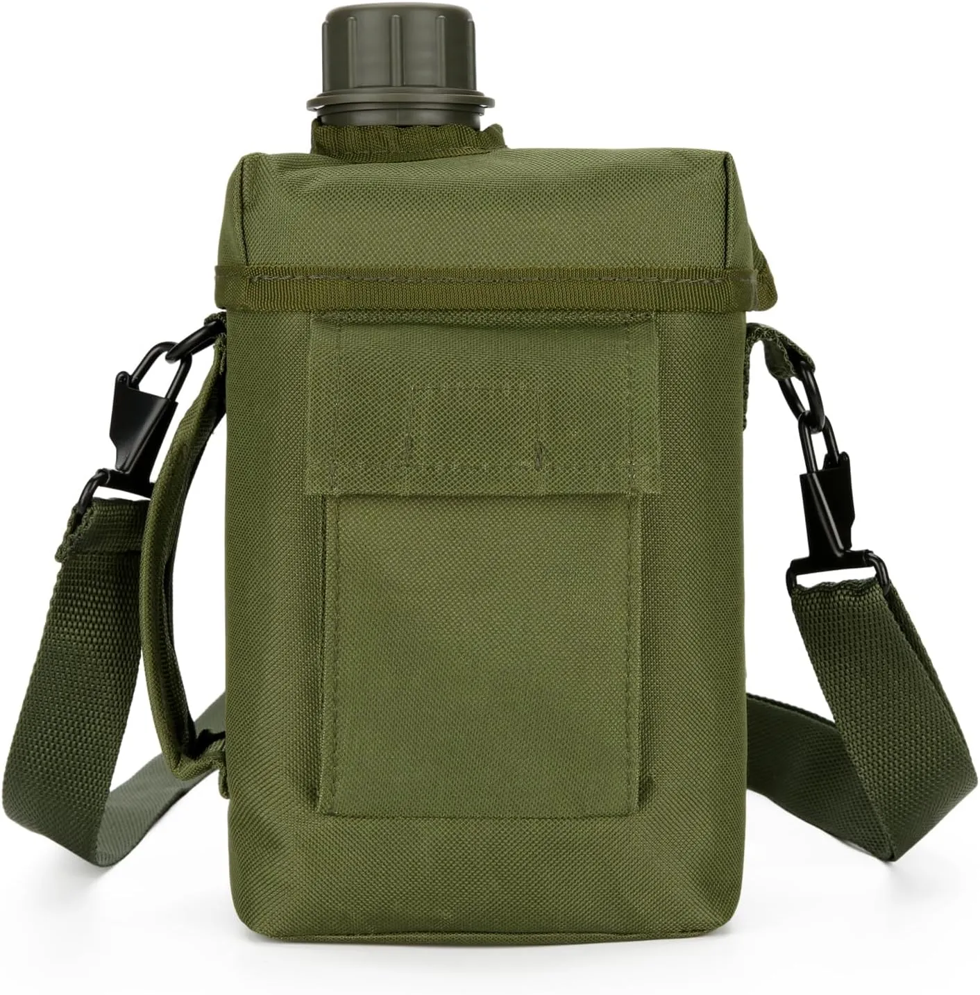 2L Military Square Water Botter Canteen PE Water Botter insulated Carer Cover Portable Tactical Pouch for Hiking Camping Outdoor Acitvties Army Green