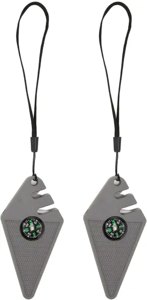 2PCS 6 in 1 Pocket Knife Sharpener, Mini Sharpener with Portable Lanyard Outdoor Knife Sharpener with Compass for Outdoors, Hiking, Hunting, Camping