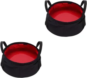 2pcs Collapsible Sand Bucket 8.5l Foldable Bucket Lid Portable Water Jug for Camping Hiking