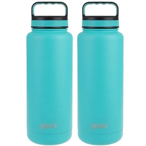 2x Oasis 1.2L Vacuum Insulated Water Bottle Stainless Steel Bottles - Turquoise