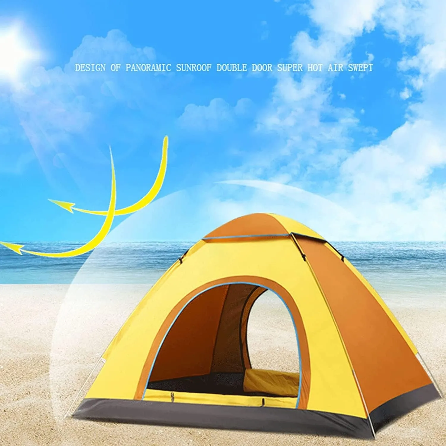 3-4 Person Automatic Family Camping Tent Camping Hiking Tipi Tent Easy to Set Up Waterproof Quick Folding for Beach Garden Camping Fishing Picnic (Color : C, Size : 34 Person)
