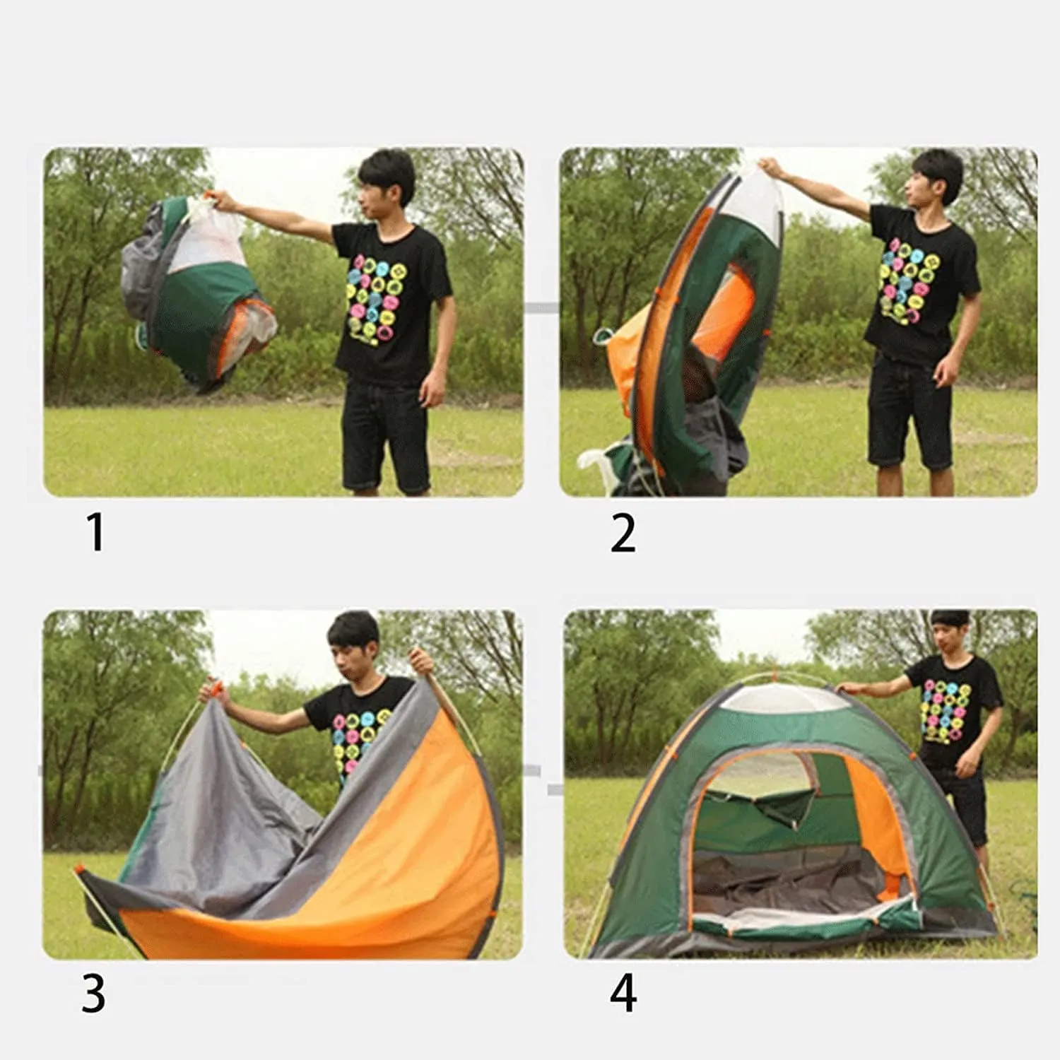 3-4 Person Automatic Family Camping Tent Camping Hiking Tipi Tent Easy to Set Up Waterproof Quick Folding for Beach Garden Camping Fishing Picnic (Color : C, Size : 34 Person)