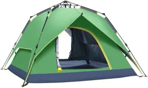 3-4 Person Family Camping Tent Automatic Instant Pop Up Waterproof PU3000mm 210D Oxford Material Family-Sized Groups Camp Beach Tents (Green)
