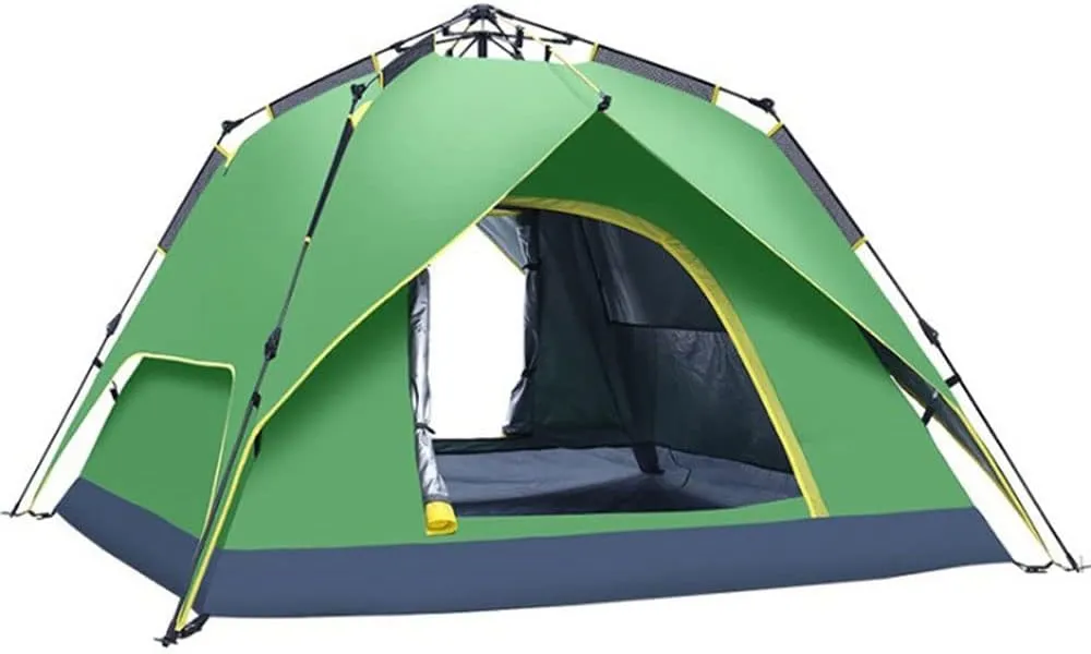 3-4 Person Family Camping Tent Automatic Instant Pop Up Waterproof PU3000mm 210D Oxford Material Family-Sized Groups Camp Beach Tents (Green)
