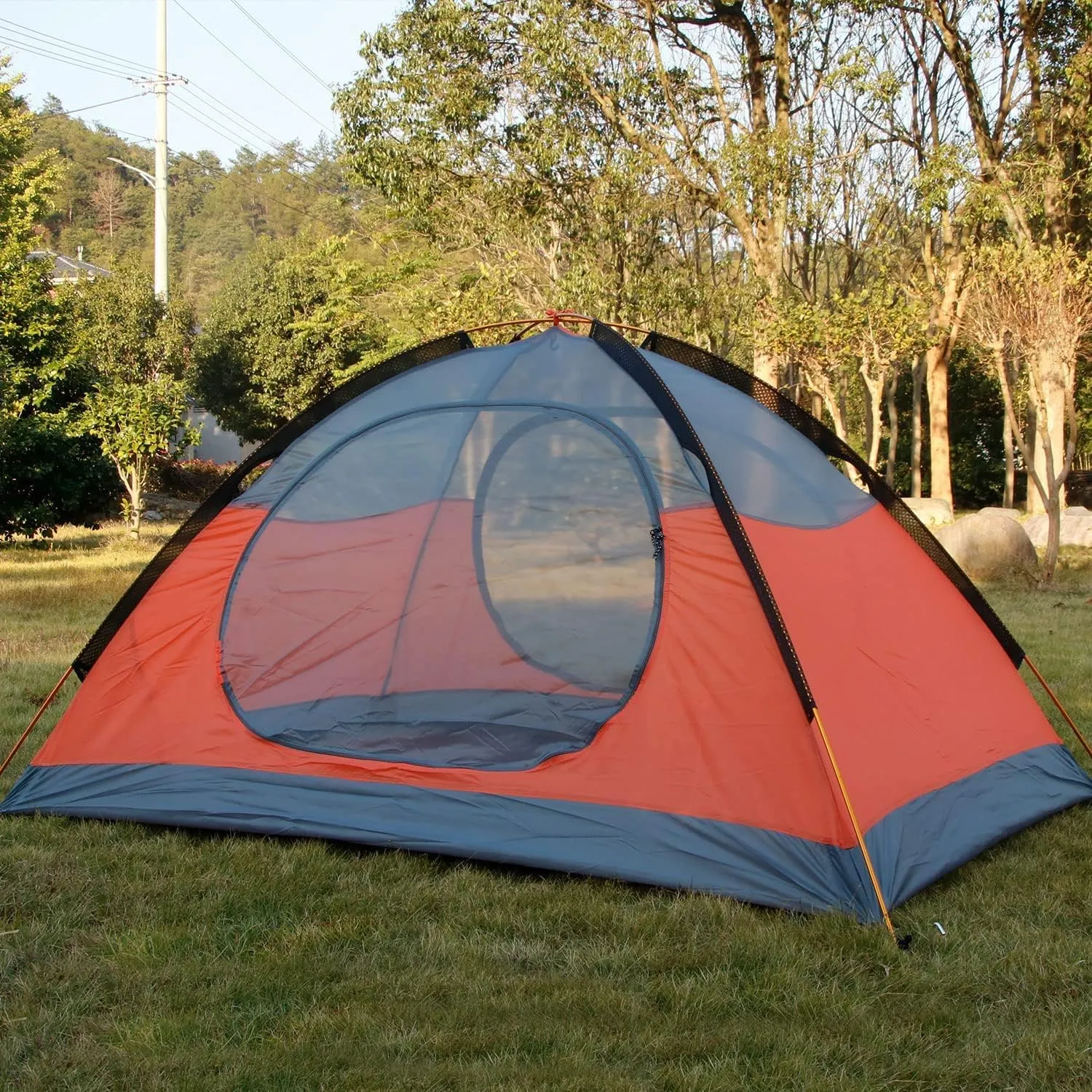 3-4 Season 2 3 Person Lightweight Backpacking Tent Windproof Camping Tent Awning Family Tent Two Doors Double Layer with Aluminum rods for Outdoor Camping Family Beach Hunting Hiking Travel