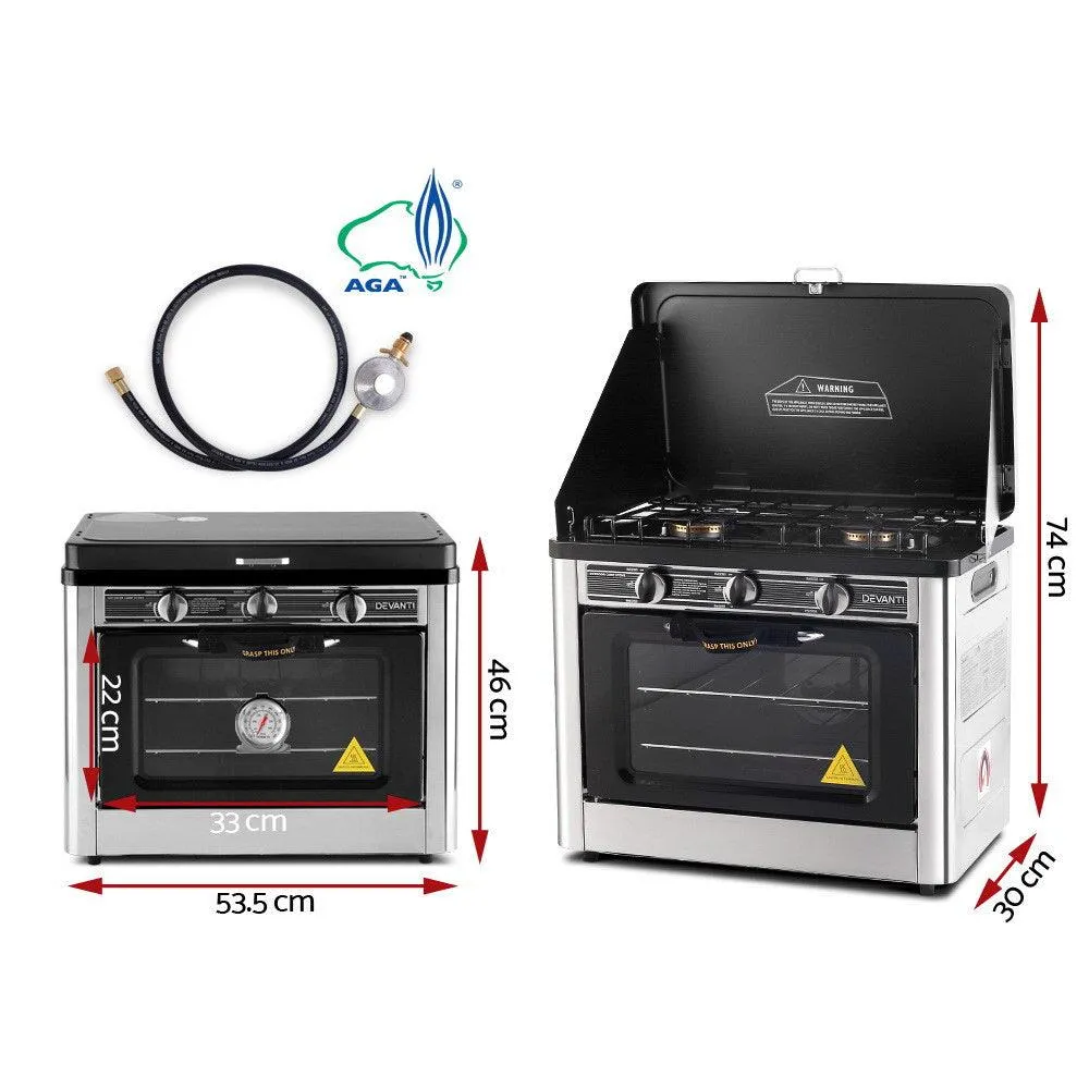 3 Burner Portable Oven - Silver & Black by Devanti