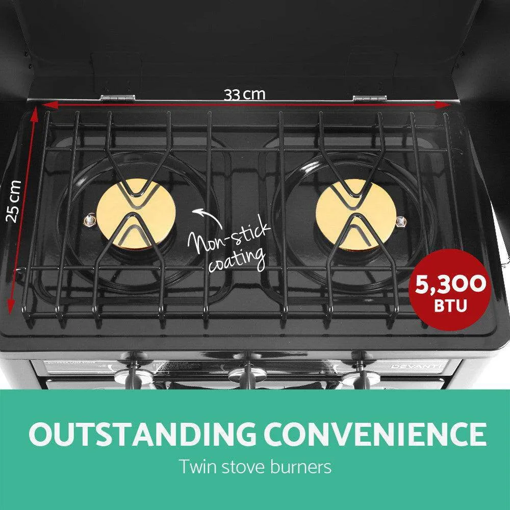 3 Burner Portable Oven - Silver & Black by Devanti