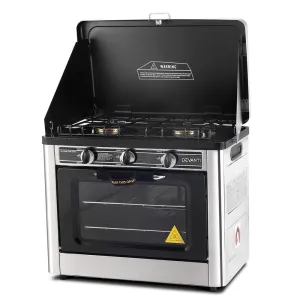3 Burner Portable Oven - Silver & Black by Devanti