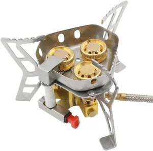 3-Core Camping Stove 6800W High Power Gases Burner Windproof Backpacking Stove Compatible With Outdoor Cooking Camping Picnic Hiking, Silver