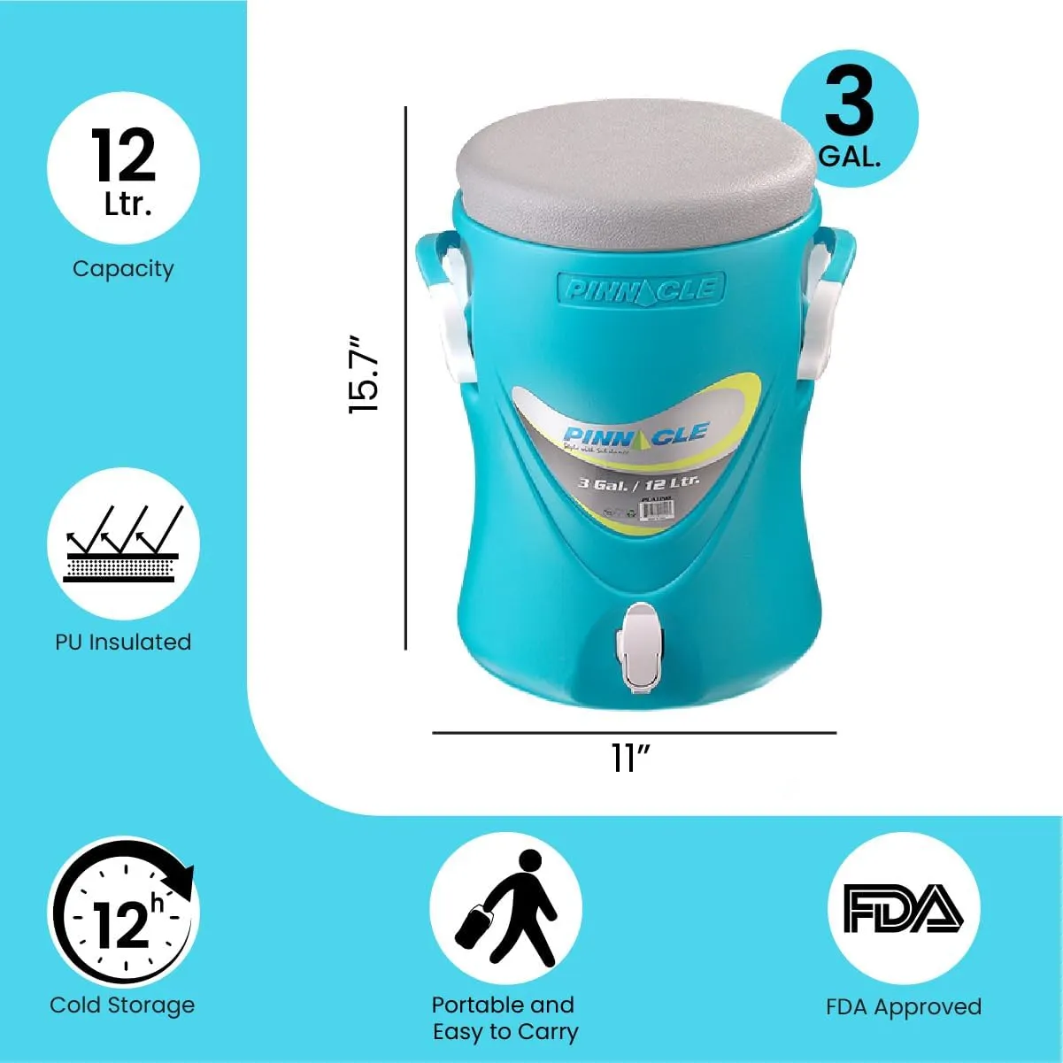 3-Gallon Water Cooler and 1-Gallon Water Jug Set – Insulated Beverage Cooler Dispenser with Pull Tap Spout – Leakproof Sports Water Jug with Drinking Spout – Jug Water Bottle for Camping, Outdoor