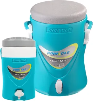 3-Gallon Water Cooler and 1-Gallon Water Jug Set – Insulated Beverage Cooler Dispenser with Pull Tap Spout – Leakproof Sports Water Jug with Drinking Spout – Jug Water Bottle for Camping, Outdoor