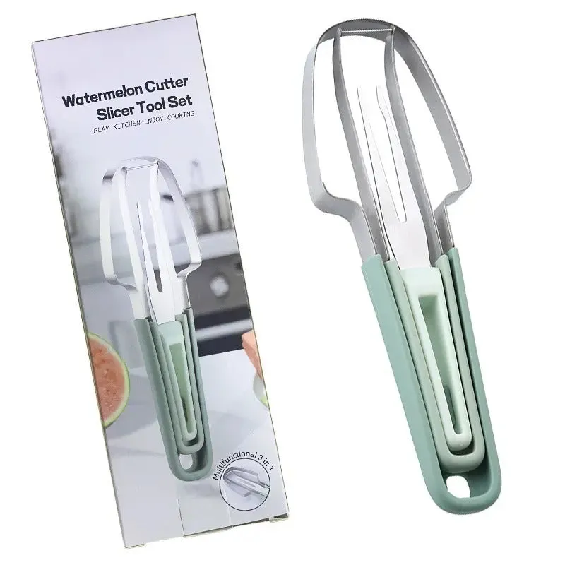 3-in-1 Watermelon Cutter Stainless Steel Fruit Carving Knife