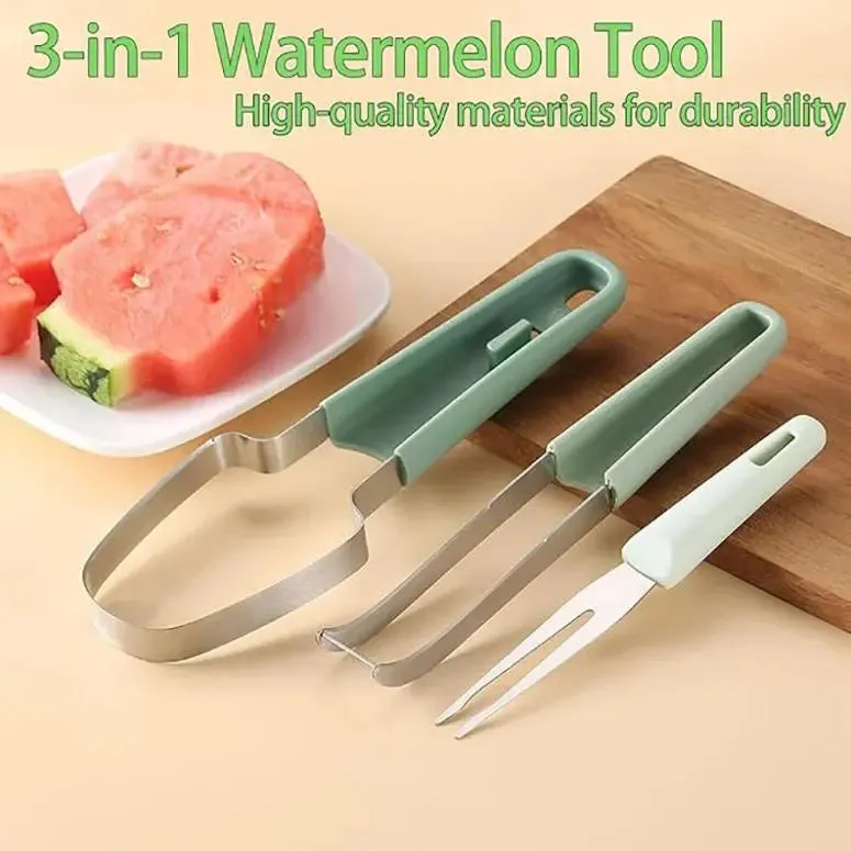 3-in-1 Watermelon Cutter Stainless Steel Fruit Carving Knife