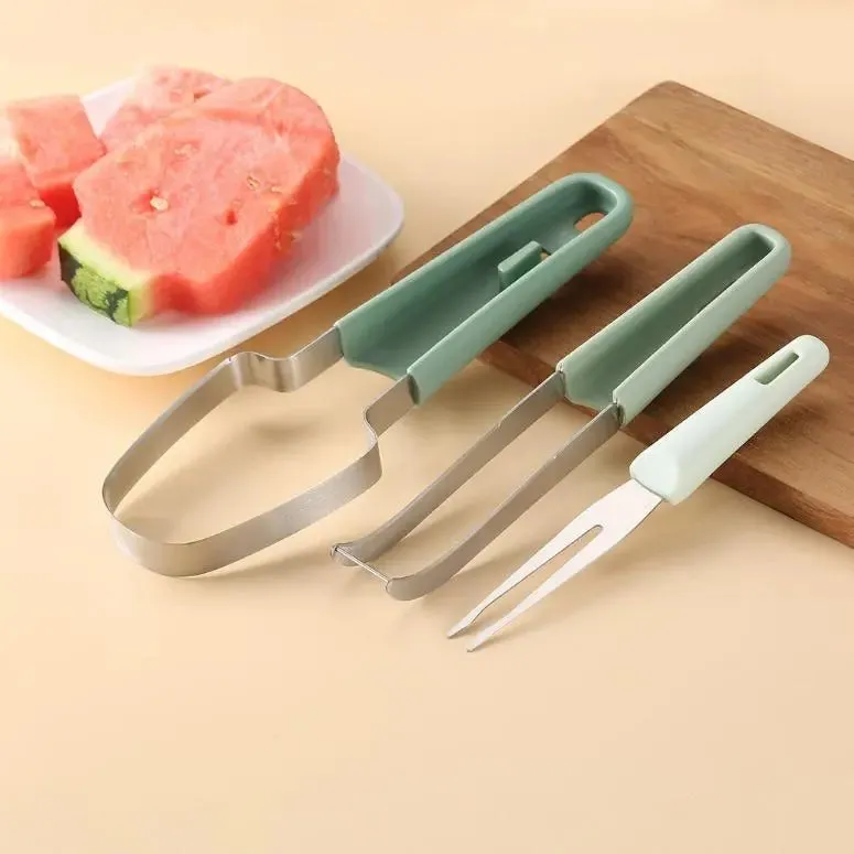 3-in-1 Watermelon Cutter Stainless Steel Fruit Carving Knife