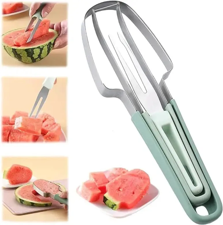 3-in-1 Watermelon Cutter Stainless Steel Fruit Carving Knife