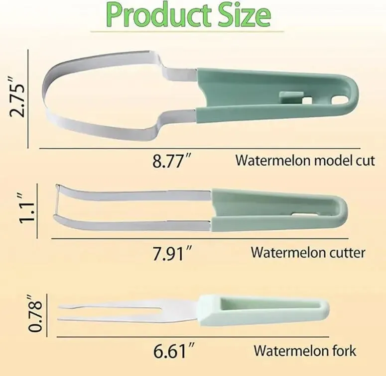 3-in-1 Watermelon Cutter Stainless Steel Fruit Carving Knife