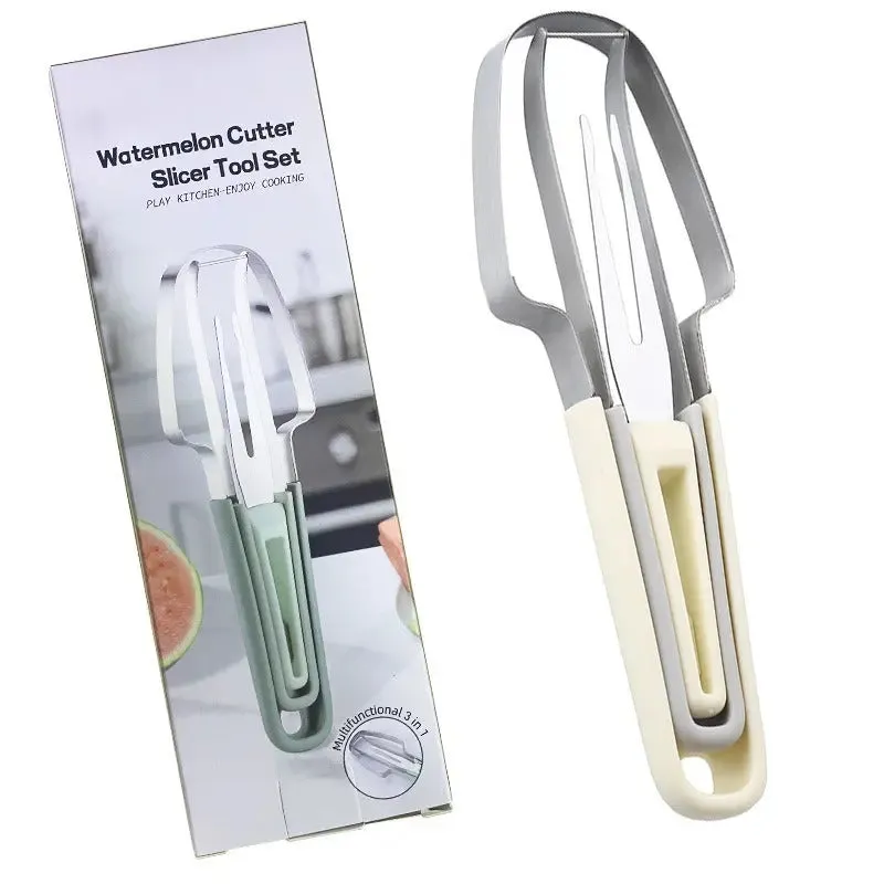 3-in-1 Watermelon Cutter Stainless Steel Fruit Carving Knife