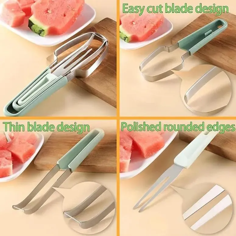 3-in-1 Watermelon Cutter Stainless Steel Fruit Carving Knife