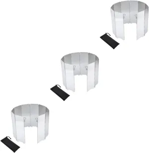 3 Sets Outdoor Camping Stove Windscreen Windproof Cooking Screen for Gas Stove Portable BBQ Camping Equipment Random Color