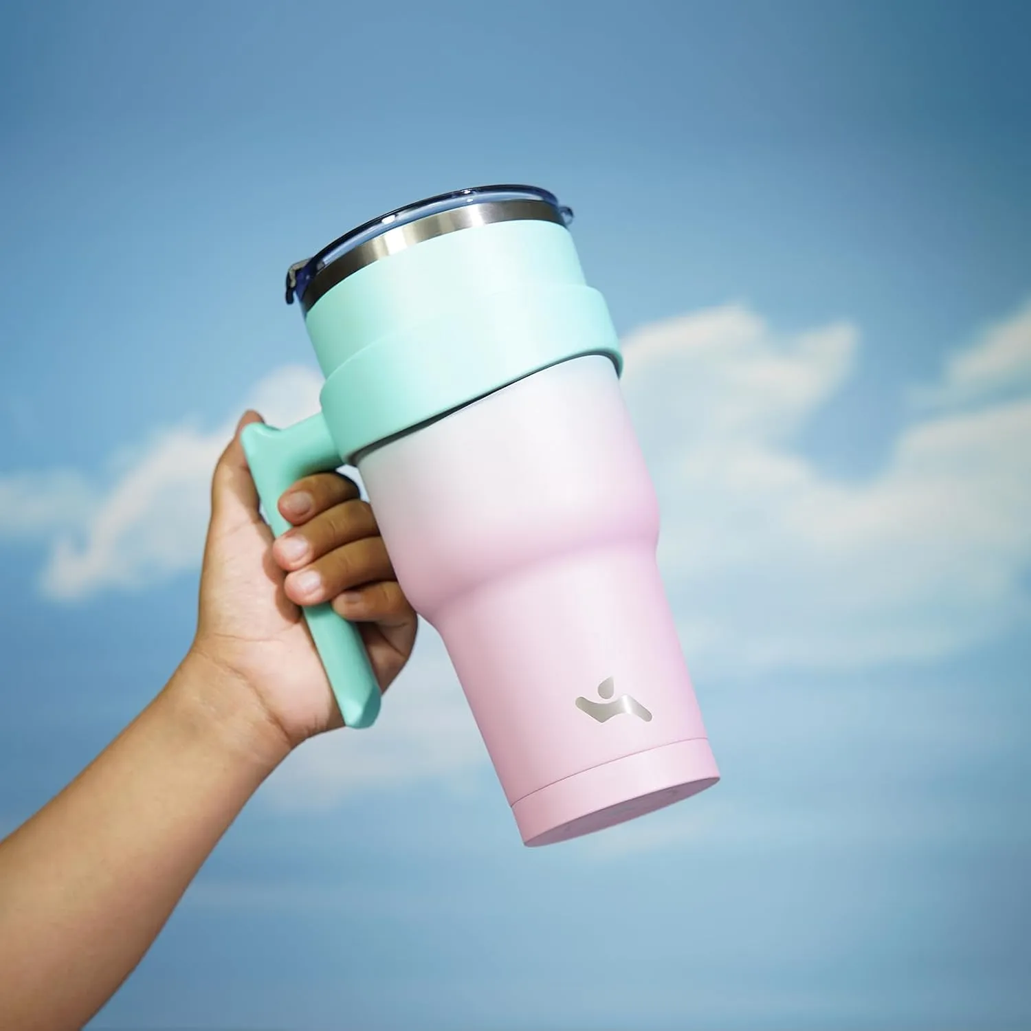 30 oz Tumbler with Handle and 2 Straw 2 Lid, Insulated Water Bottle Stainless Steel Vacuum Cup Reusable Travel Mug,Gum