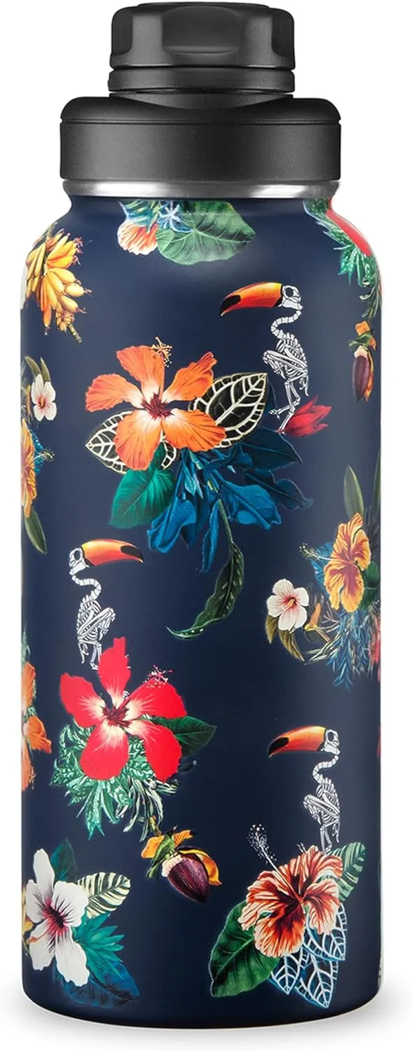 32 oz Insulated Water Bottle with Straw, Chug & Cap Lids - Drink In Style with Stainless Steel Water Bottles for Sports, Gym & Travel - Premium Double Walled Thermos Flask - Toucan't See Me