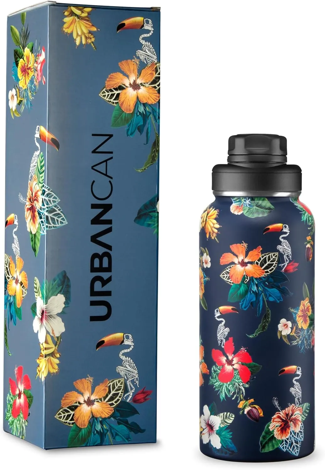 32 oz Insulated Water Bottle with Straw, Chug & Cap Lids - Drink In Style with Stainless Steel Water Bottles for Sports, Gym & Travel - Premium Double Walled Thermos Flask - Toucan't See Me