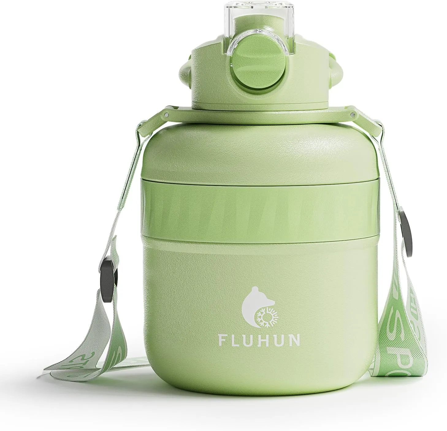 32 oz Insulated Water Bottle with Straw Lid and Handle, Stainless Steel Sports Water Cup Flask with Spout Lid and Strap, Double Walled Vaccum, Leak Proof, Perfect for Outdoors (green, 32oz)