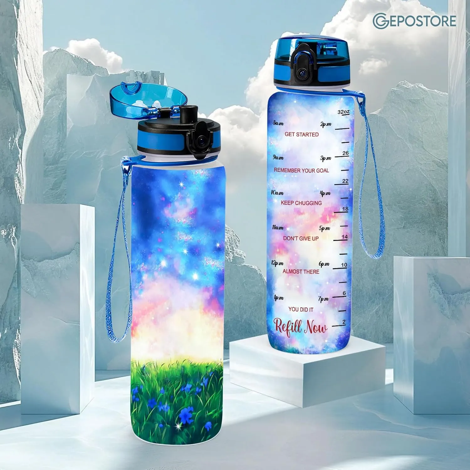 32 Oz Insulated Water Track Bottle, Butterfly Water Bottle With Time Marker, Motivational Gifts