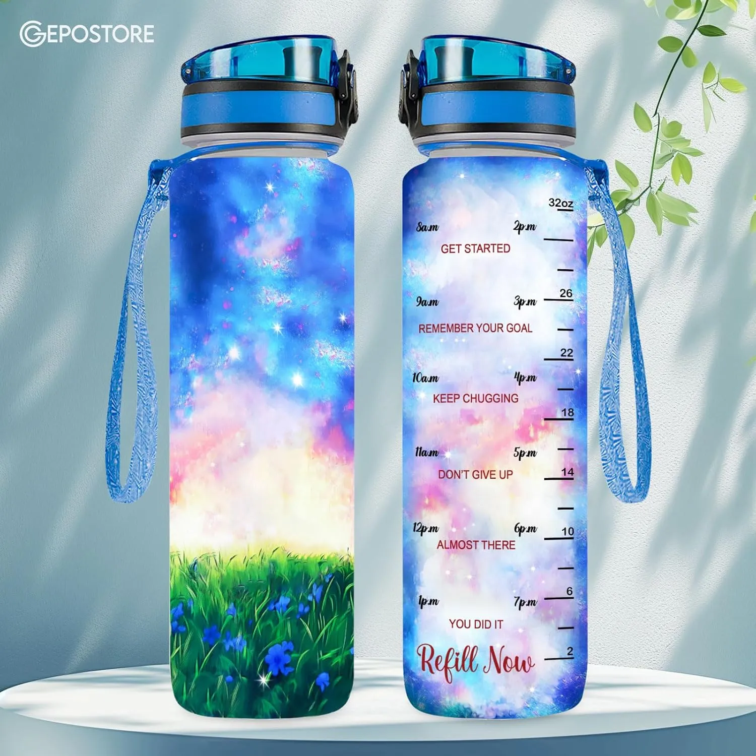 32 Oz Insulated Water Track Bottle, Butterfly Water Bottle With Time Marker, Motivational Gifts