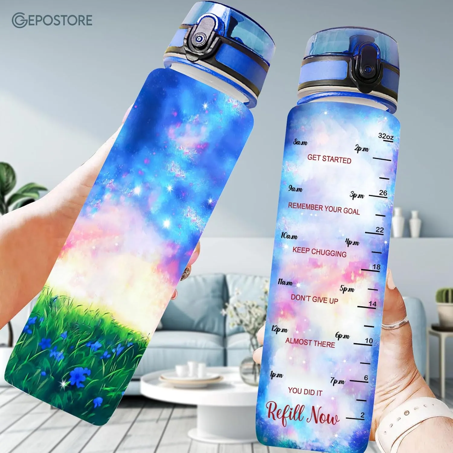 32 Oz Insulated Water Track Bottle, Butterfly Water Bottle With Time Marker, Motivational Gifts