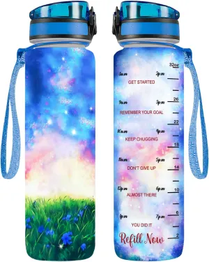 32 Oz Insulated Water Track Bottle, Butterfly Water Bottle With Time Marker, Motivational Gifts