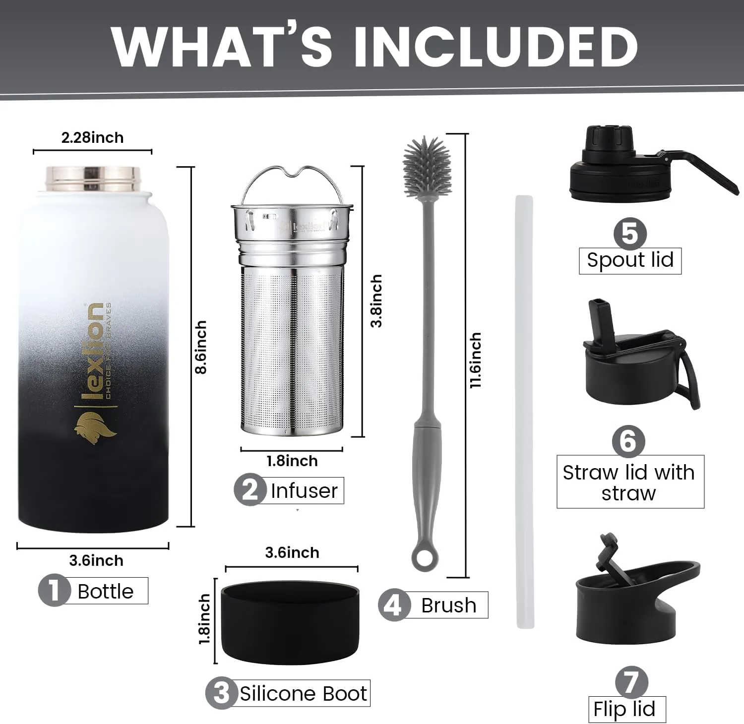 32 Oz Triple Walled Insulated Stainless Steel Fruit Infuser Water Bottle, Leakproof, 3 Lids, Infuser, Silicone Sleeve