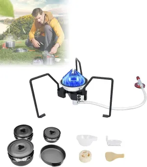 3200w Windproof Camping Stove Camping Gas Stove with Fuel Tank Adapter, Suitcase, Portable Foldable Stove, Suitable for Outdoor Backpack Hiking and Picnic