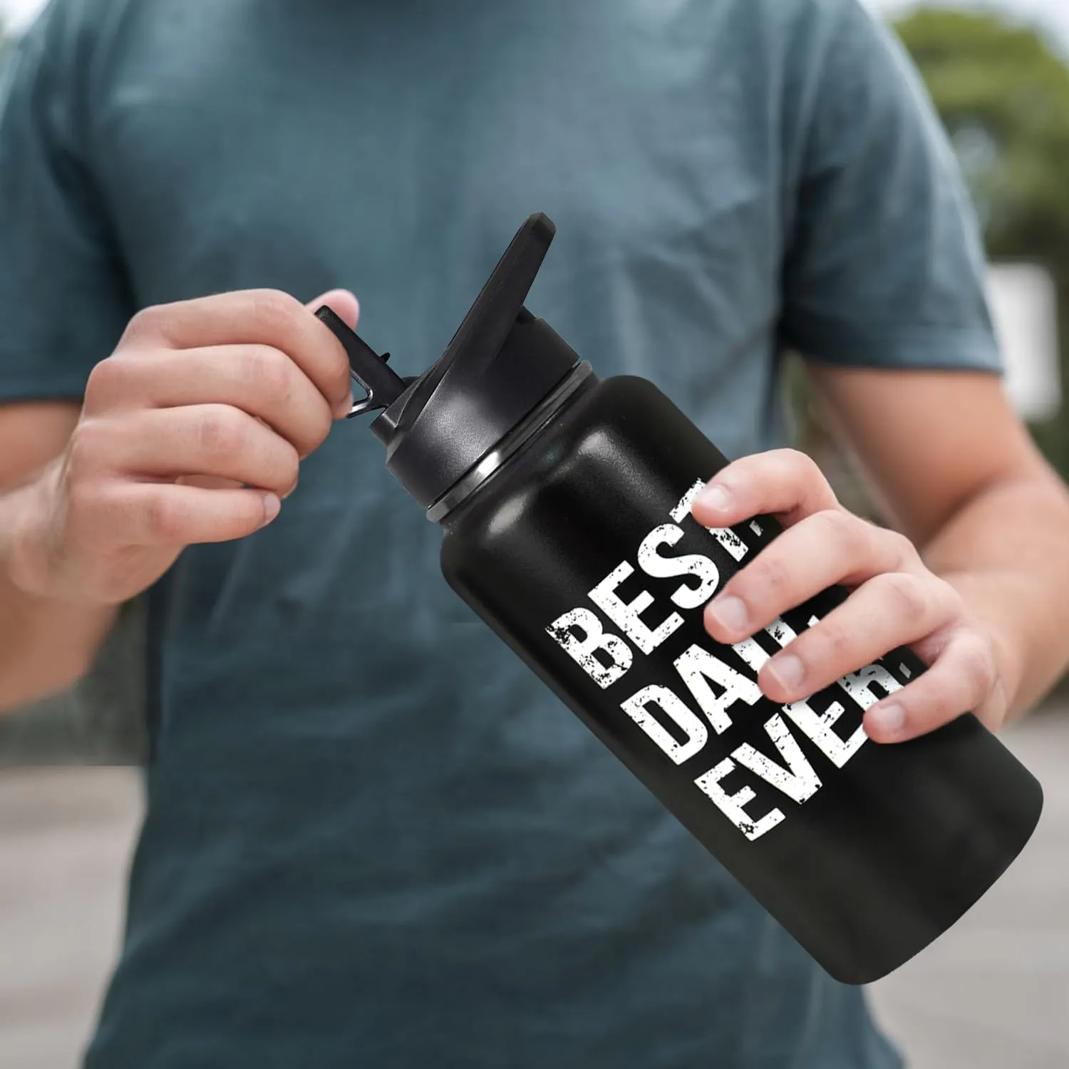32oz Dad Stainless Insulated Aater Water Bottle with Straw,Dad Gym Hiking Sports Coffee Mug Cup Water Bottles,Fathers Day Gift For Dad From Gaughter, Son